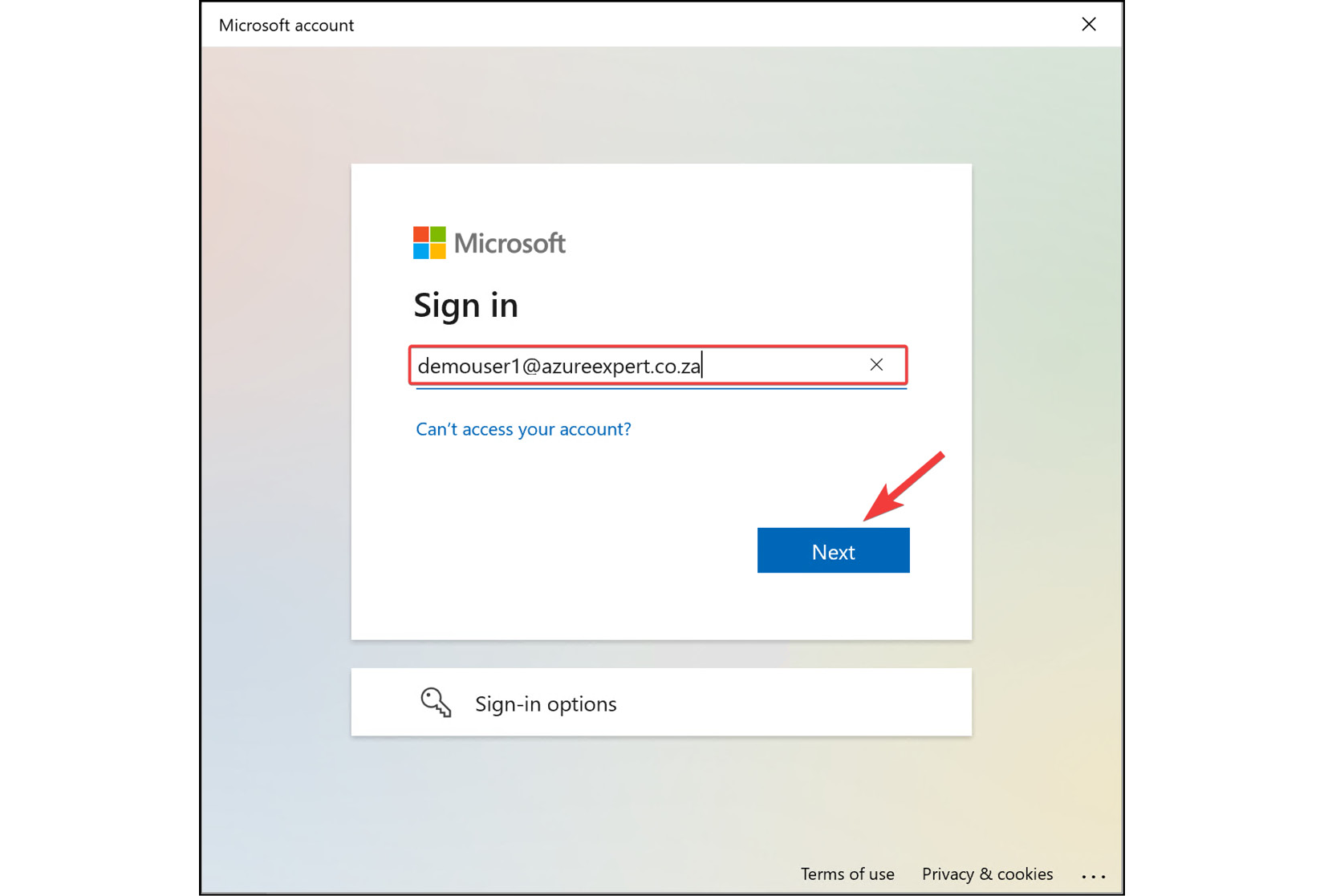 Figure 2.25: Signing into Microsoft Entra