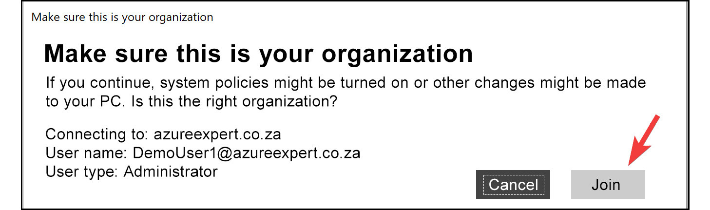 Figure 2.26: Confirming your organization details