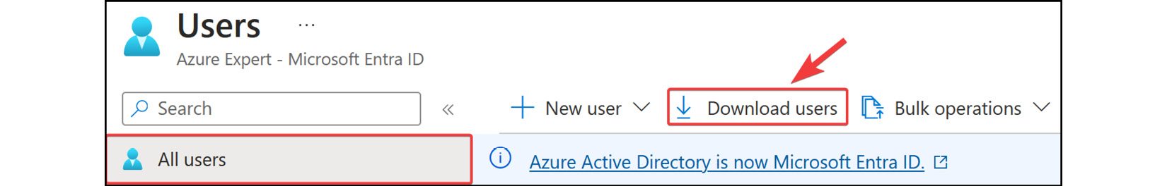 Figure 2.30: Bulk operations – clicking Download users