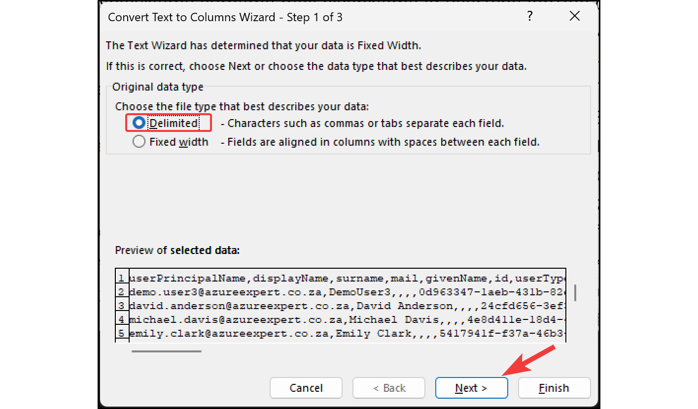 Figure 2.35: Bulk Operations – Delimited in Excel