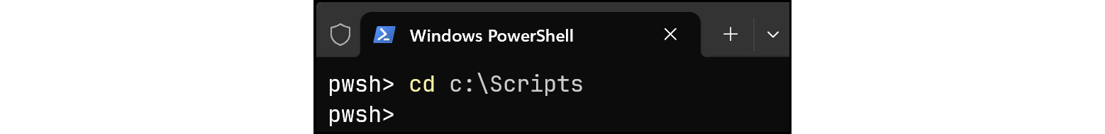 Figure 2.42: Changing the directory on PowerShell