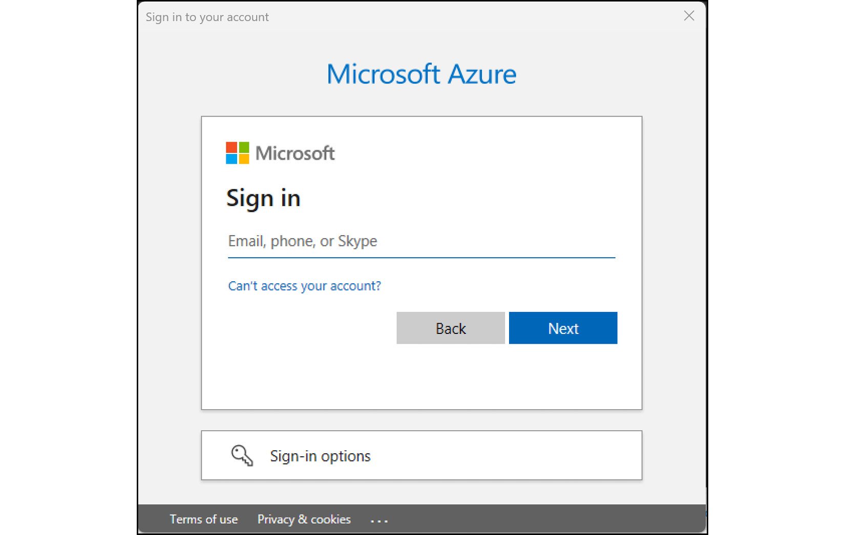 Figure 2.44: Azure’s Sign in prompt