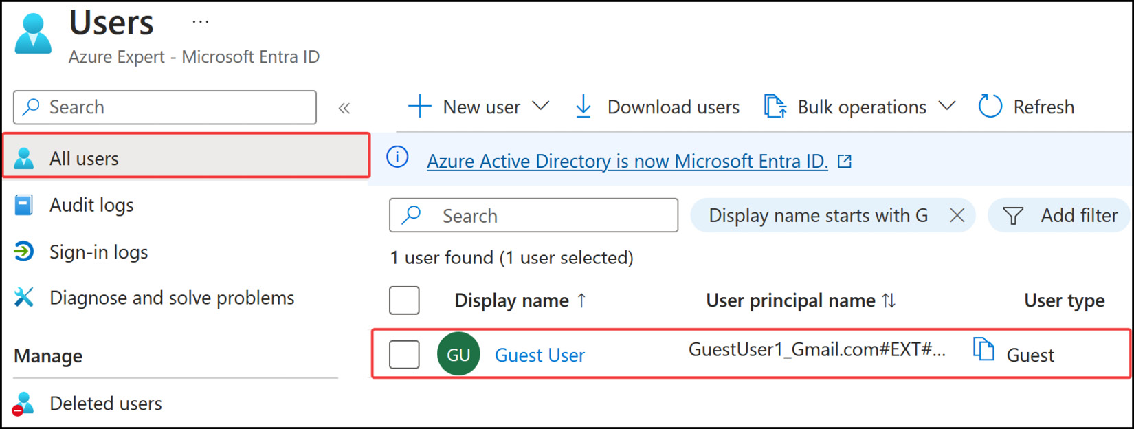 Figure 2.47: A guest user in Microsoft Entra ﻿ID