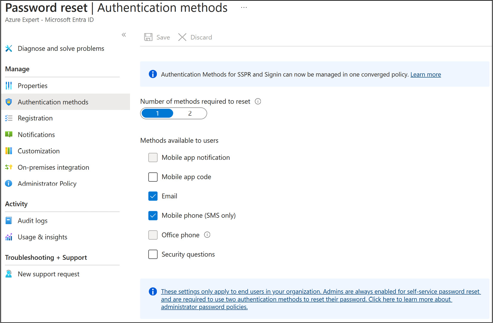 Figure 2.50: Authentication methods for a pas﻿sword reset