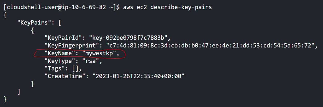 Figure 1.10 – Finding the ﻿key pair name