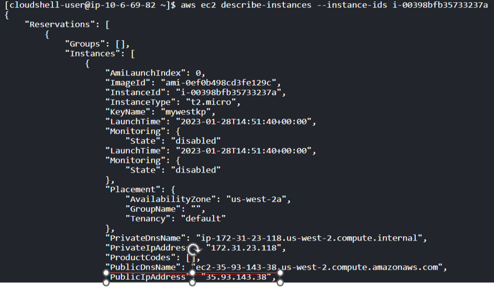 Figure 1.12 – Finding the EC2 instance’s public IP address