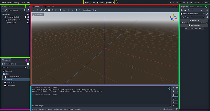 Figure 1.9: The Godot Editor in use