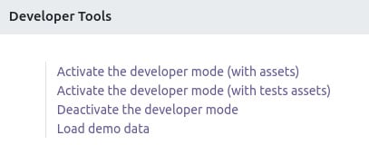 Figure 1.12 – Links to activate different developer modes