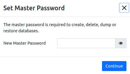 Figure 1.5 – Setting a new master password