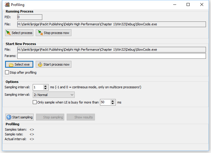 Figure 2.4 – Starting the profiling session in AsmProfiler