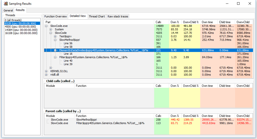 Figure 2.6 – A detailed view showing information for each line of the program