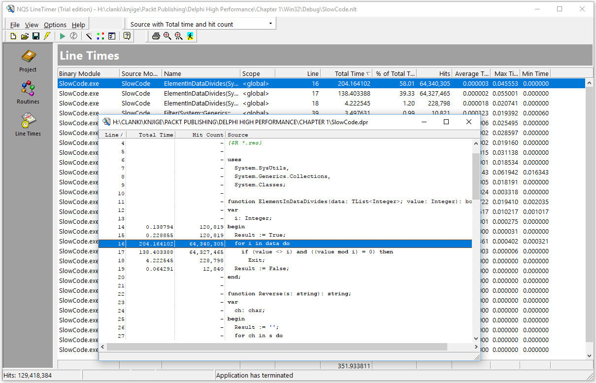 Figure 2.15 – Line Timer with built-in code display