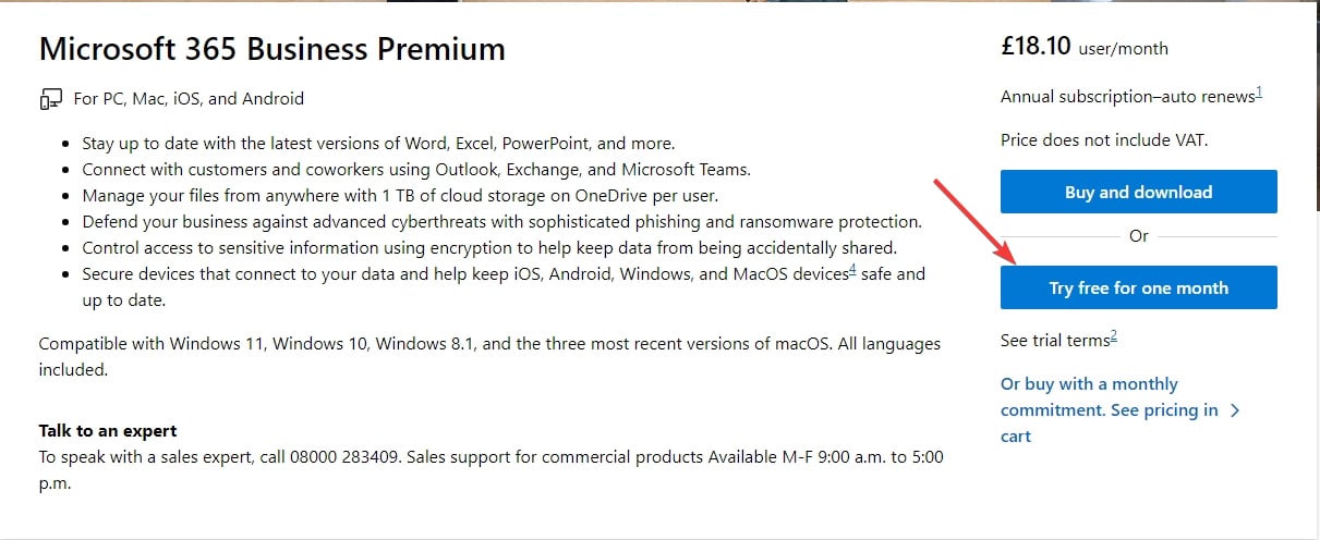 Figure 1.1 – Microsoft licensing page