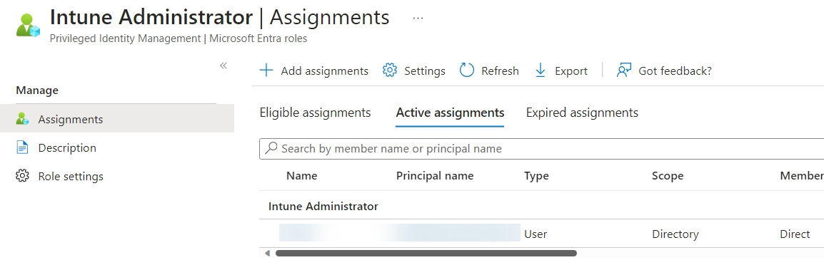 Figure 1.6 – Assigned Intune Administrator role