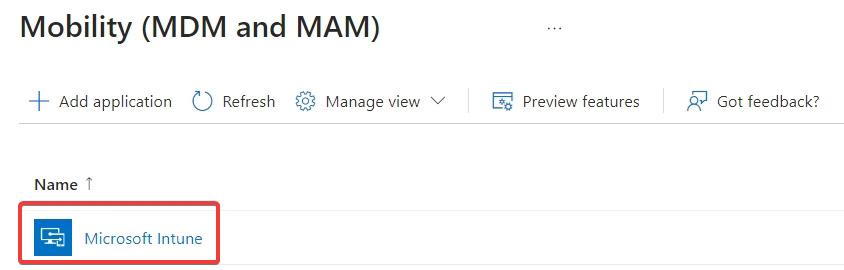 Figure 1.12 – The Mobility (MDM and MAM) screen