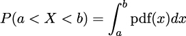  ∫ b P(a < X < b) = pdf(x)dx a 