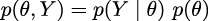 p(θ,Y) = p(Y | θ) p(θ) 