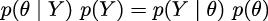 p(θ | Y) p(Y) = p(Y | θ) p(θ) 