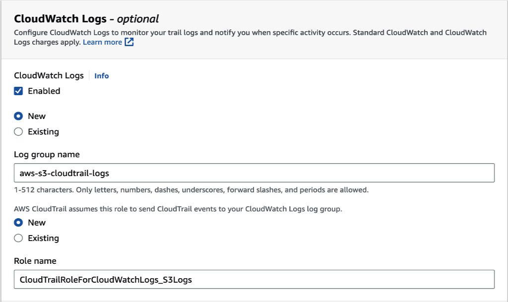 Figure 1.12 – Enabling CloudWatch Logs