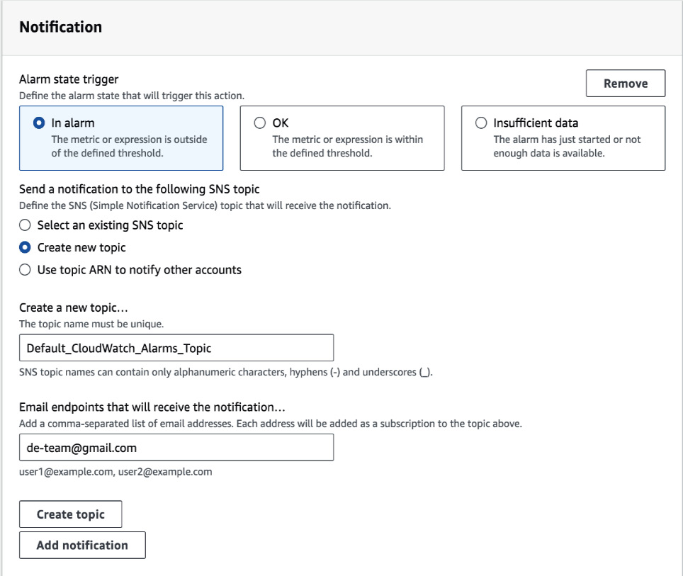 Figure 1.18 – Metric notification settings