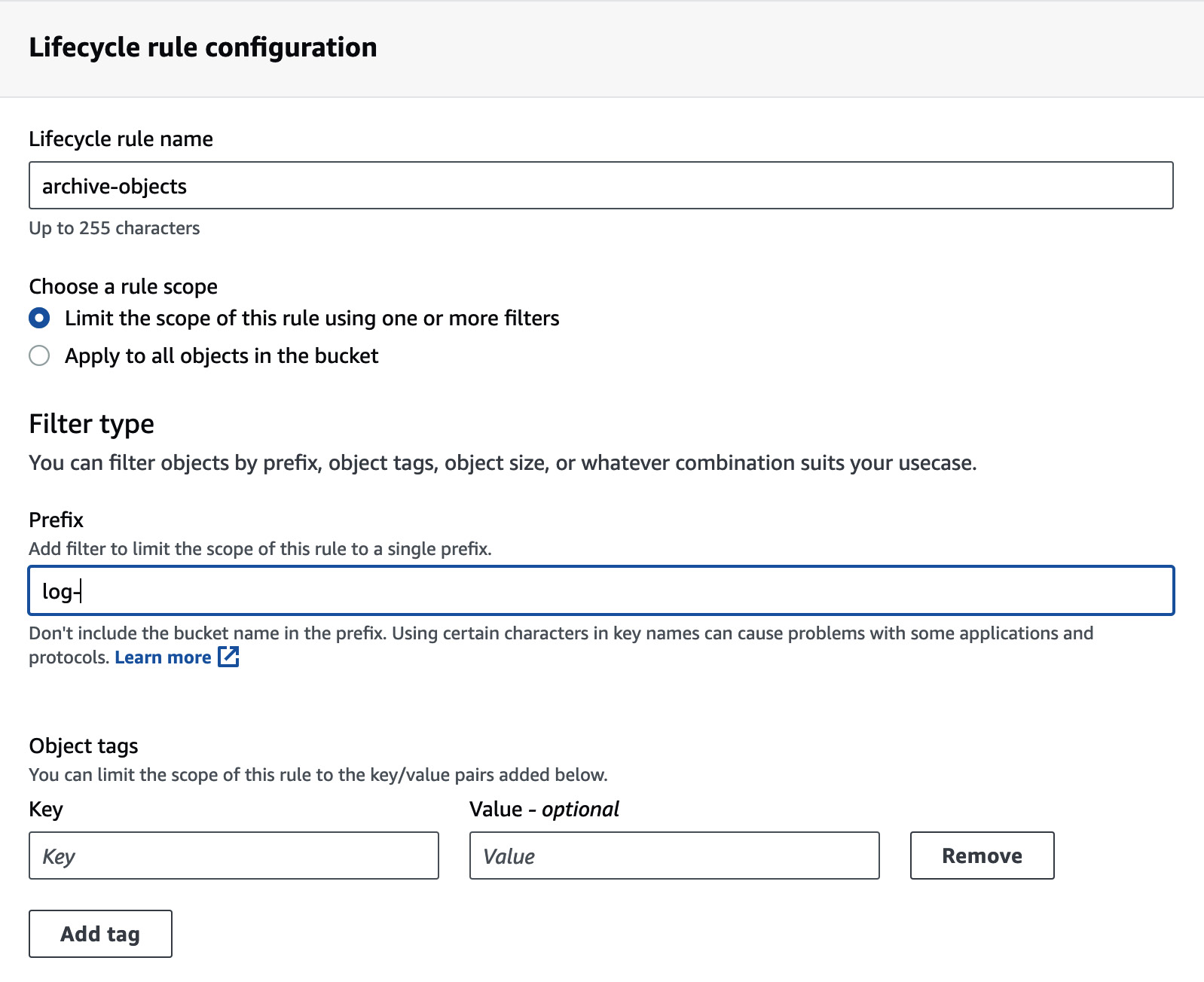 Figure 1.4 – Lifecycle rule configuration