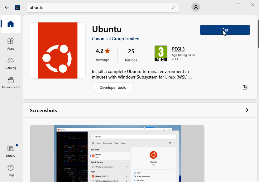 Figure 1.9 – Ubuntu in the Microsoft Store