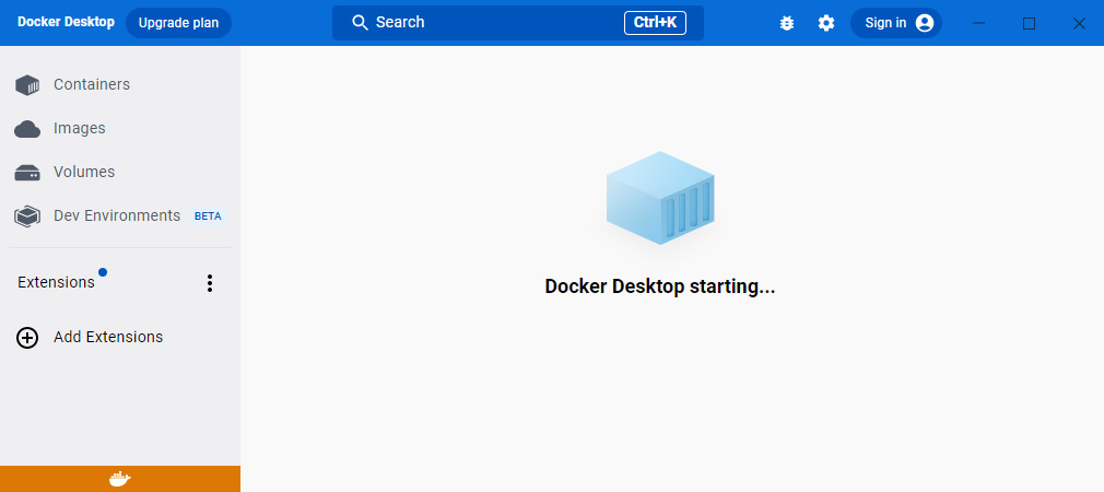 Figure 1.15 – Docker Desktop is starting