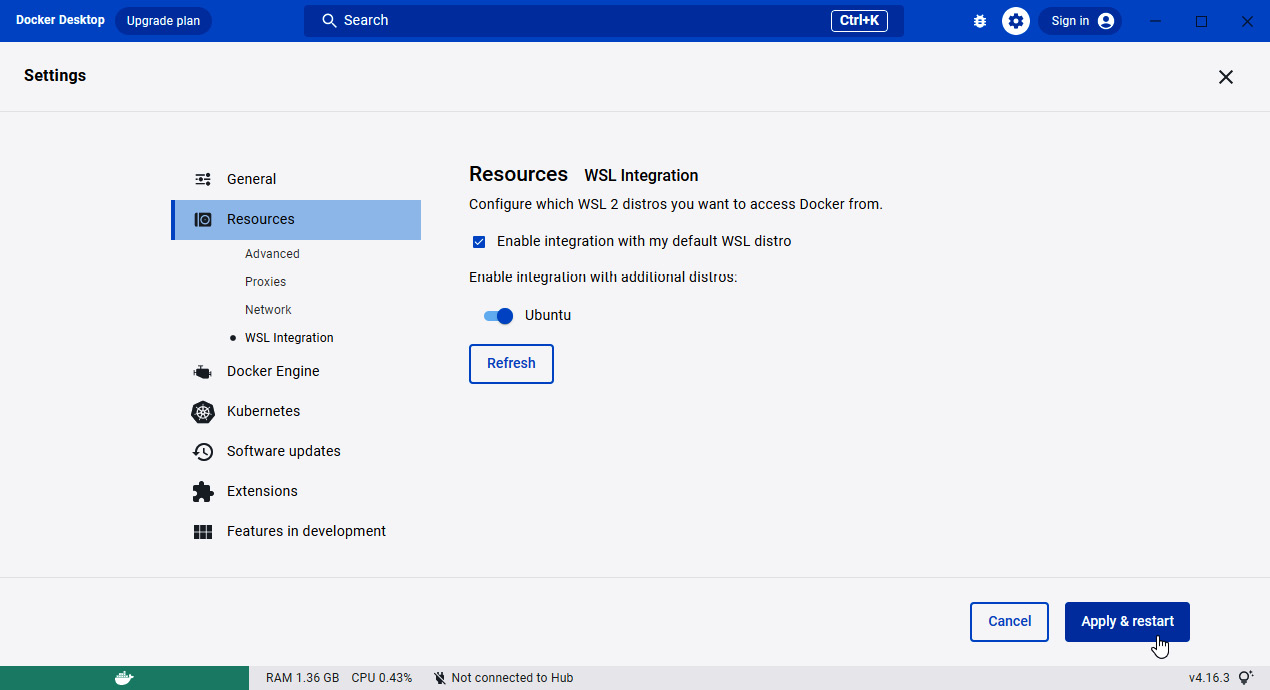 Figure 1.17 – Enabling our previously installed Ubuntu using WSL2