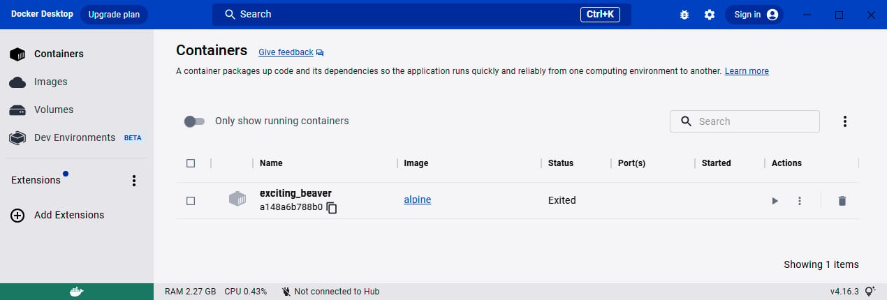 Figure 1.21 – Docker Desktop – the Containers view