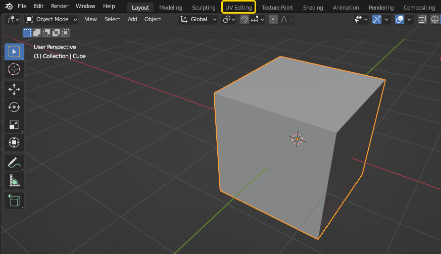 Figure 7.5 – Opening the UV Editing workspace