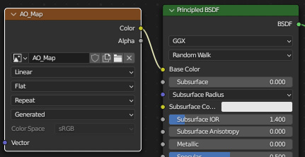 Figure 8.10 – Plugging the AO map into the Principled BSDF node