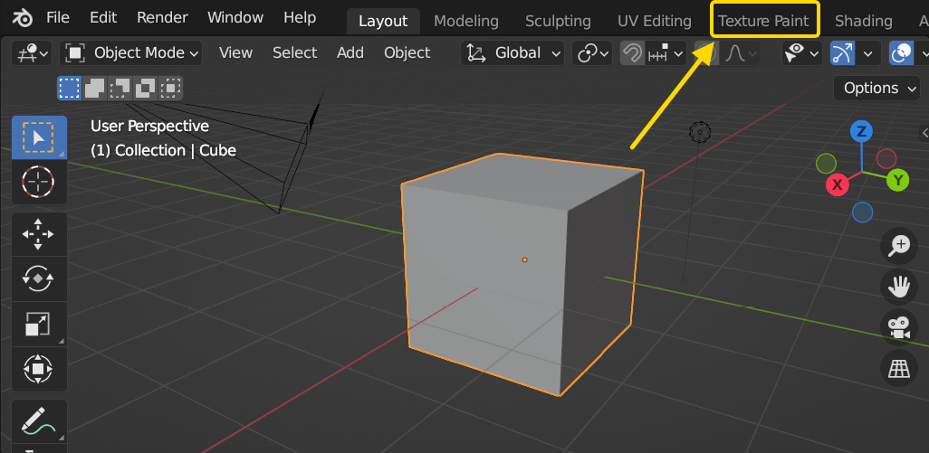 Figure 9.1 – Switching to the Texture Paint workspace