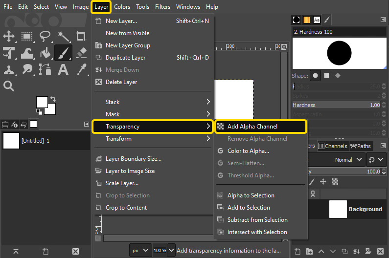 Figure 9.18 – Adding an alpha channel to the image