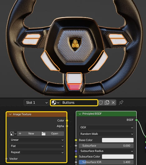 Figure 10.31 – Creating a new material for the buttons