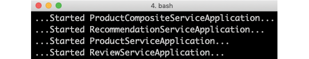 Figure 3.6: Log messages after applications start
