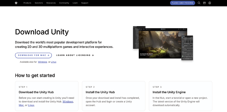 Figure 1.5: Start creating with the Unity portal