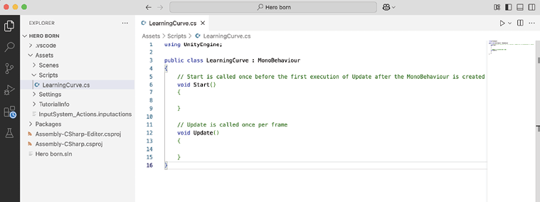 Figure 1.19: LearningCurve C# script in Visual Studio