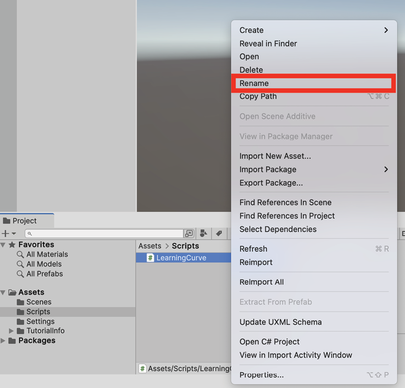 Figure 1.20: Renaming a C# script