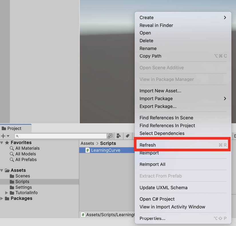 Figure 1.21: Refreshing a C# script