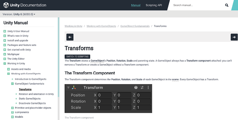 Figure 1.23: Unity Reference Manual