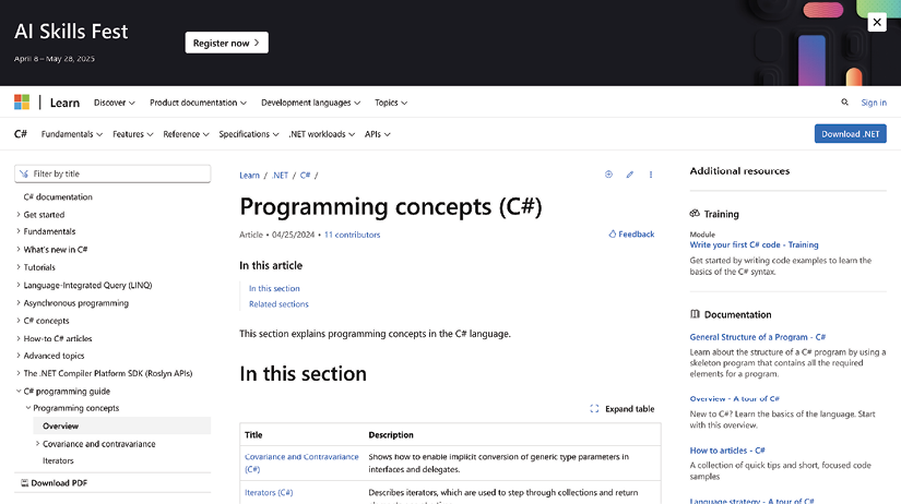 Figure 1.26: Microsoft .NET documentation
