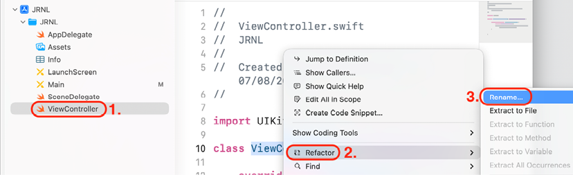 Figure 11.6: Editor area showing the pop-up menu with Rename... highlighted