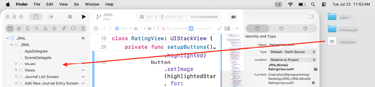 Figure 24.14: Xcode project showing drag destination for Icon Composer file