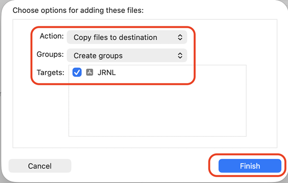 Figure 24.15: Choose options for adding these files window
