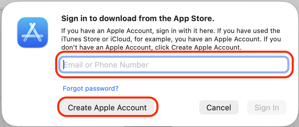 Figure 1.1: Apple account creation dialog box