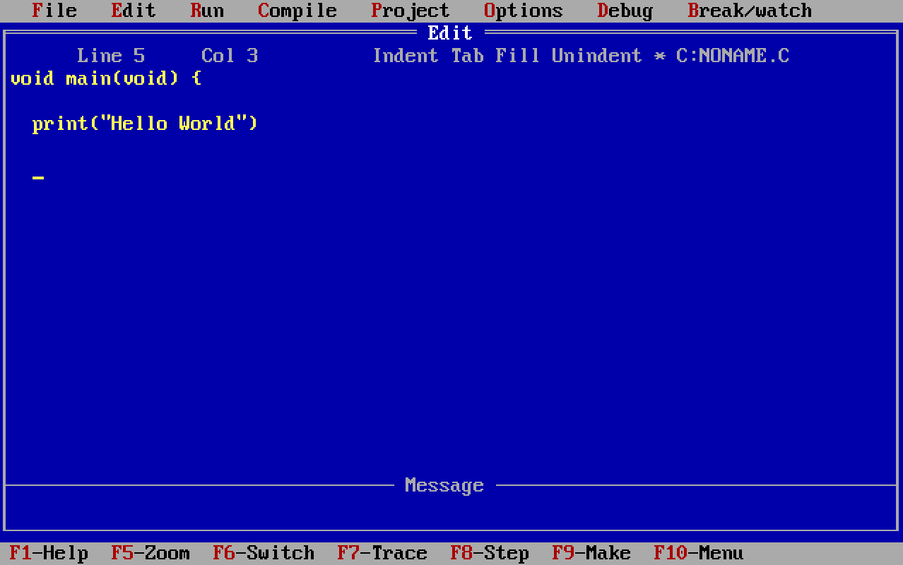 Figure 1.2: Turbo C IDE