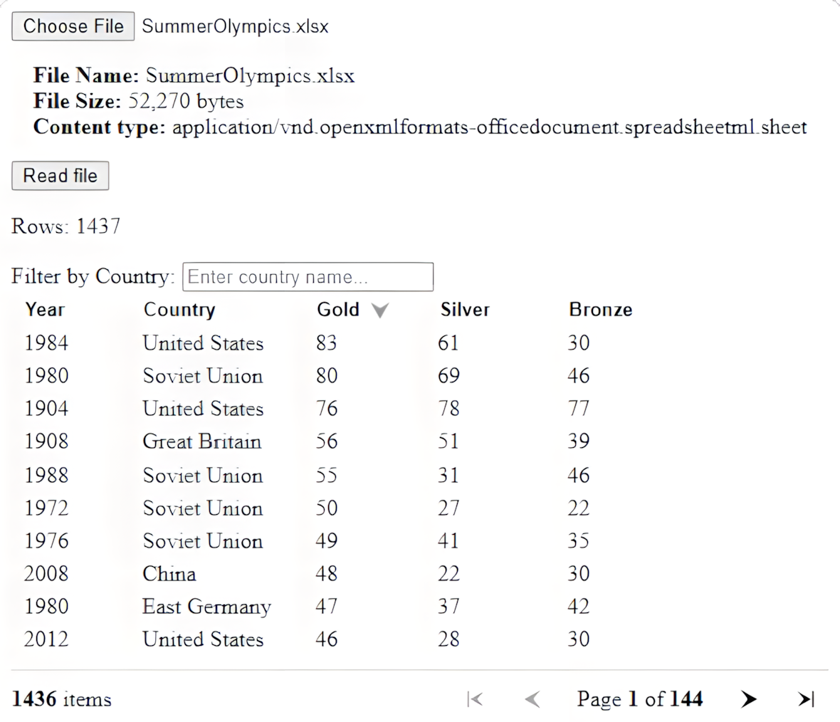 Figure 10.7 – Excel reader app