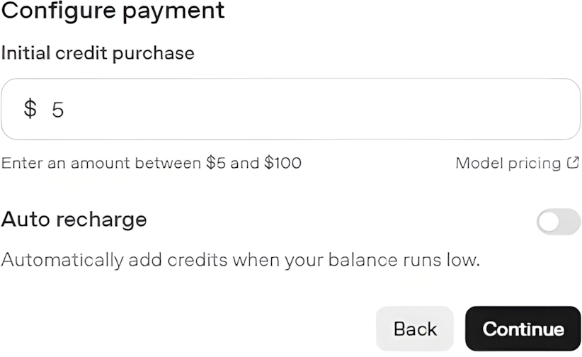 Figure 14.1 – Initial credit purchase for OpenAI