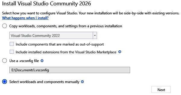 Figure 1.4 – Select workloads dialog