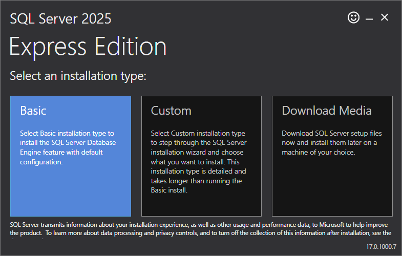 Figure 1.6 – SQL Server 2025 Express Edition installer